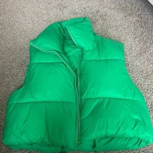 Green Puffer Vest for Women